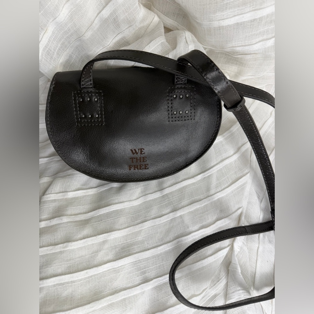 Free People We the Free Crescent Leather Crossbody • Onyx - Picture 2 of 7